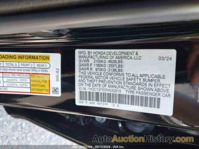 HONDA ACCORD HYBRID SPORT, 1HGCY2F50RA052919