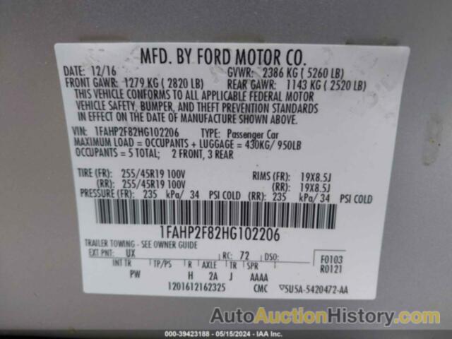 FORD TAURUS LIMITED, 1FAHP2F82HG102206