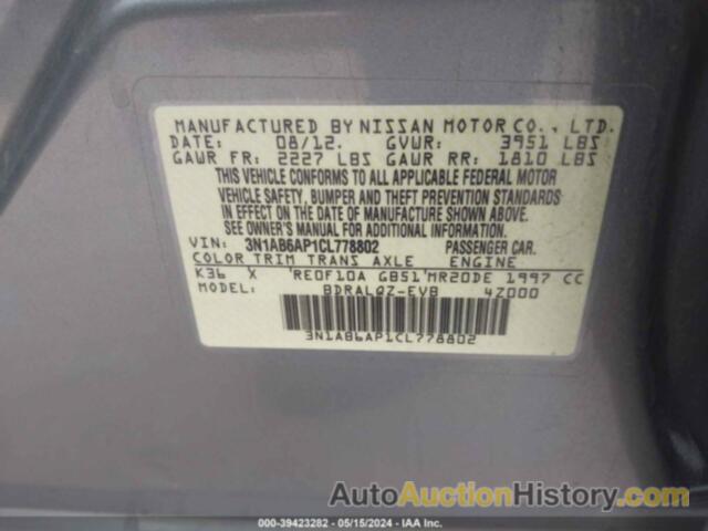 NISSAN SENTRA 2.0, 3N1AB6AP1CL778802