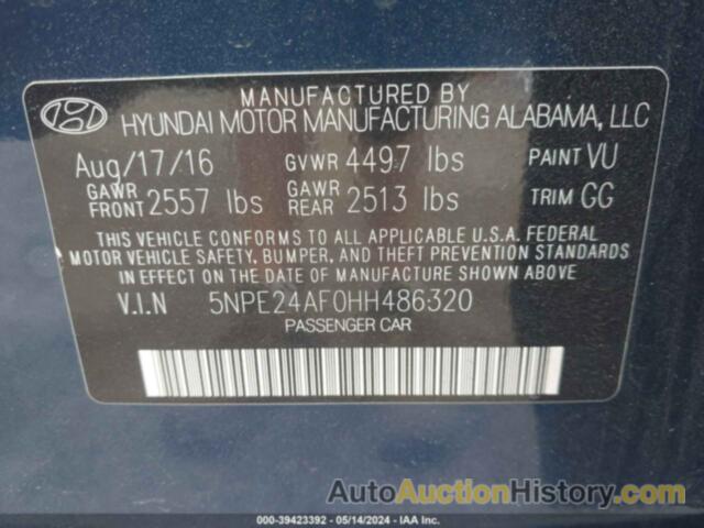 HYUNDAI SONATA, 5NPE24AF0HH486320