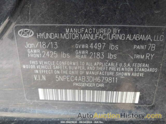 HYUNDAI SONATA SE/LIMITED, 5NPEC4AB3DH679811