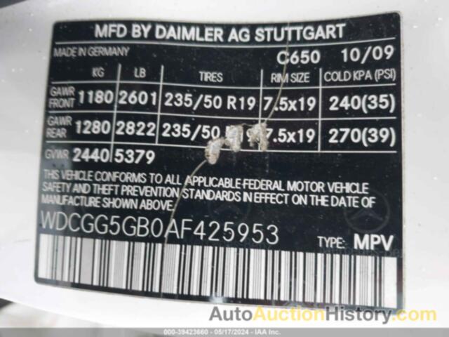 MERCEDES-BENZ GLK 350, WDCGG5GB0AF425953