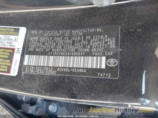 TOYOTA CAMRY LE, 4T1BE46KX9U890647