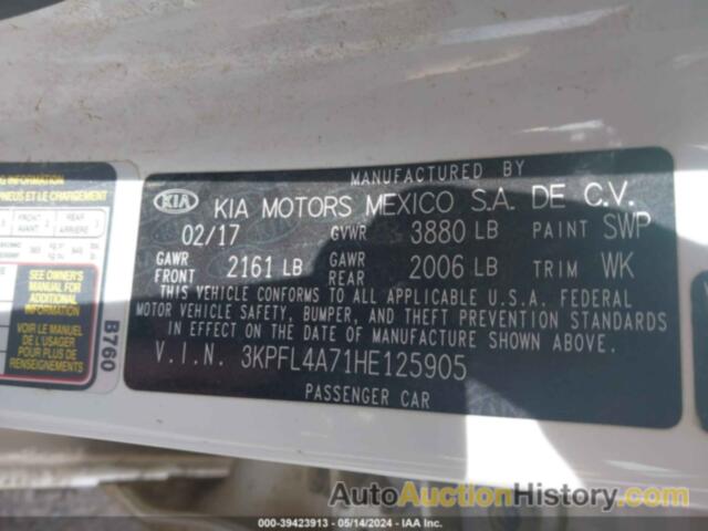 KIA FORTE LX, 3KPFL4A71HE125905