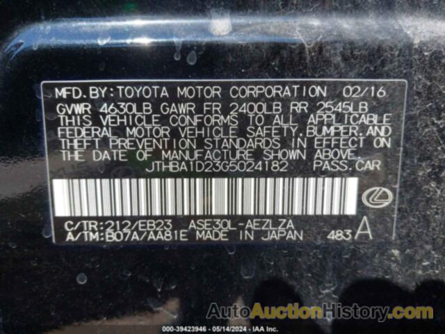 LEXUS IS 200T, JTHBA1D23G5024182