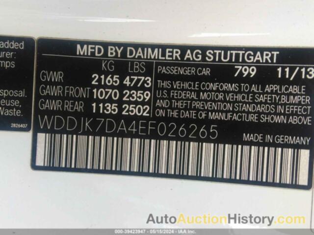 MERCEDES-BENZ SL 550, WDDJK7DA4EF026265