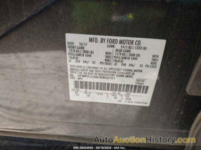 FORD EDGE SEL, 2FMPK3J98JBB02701