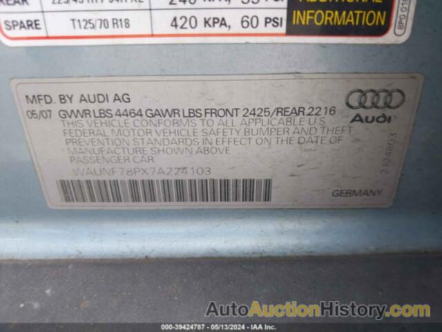 AUDI A3 2.0T, WAUNF78PX7A224103