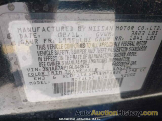 NISSAN SENTRA FE+ S/S/SL/SR/SV, 3N1AB7AP1GL648675