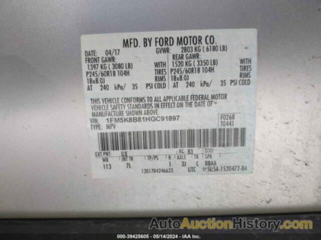 FORD EXPLORER, 1FM5K8B81HGC91897