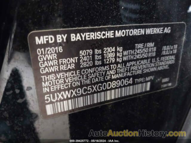 BMW X3 XDRIVE28I, 5UXWX9C5XG0D89064