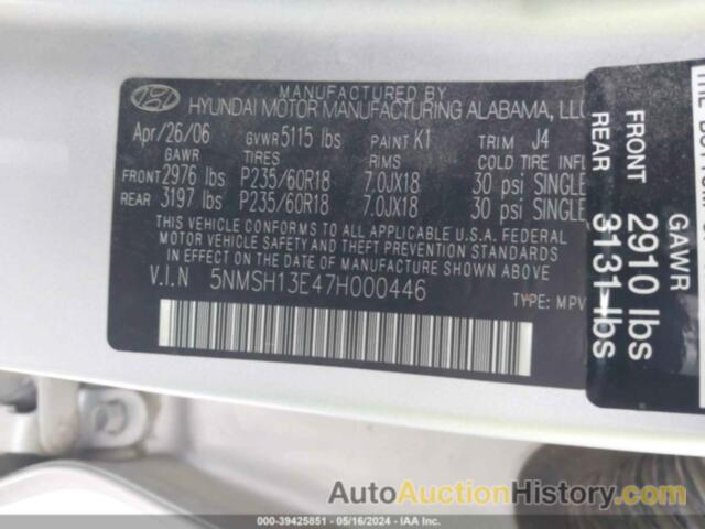 HYUNDAI SANTA FE SE/LIMITED, 5NMSH13E47H000446