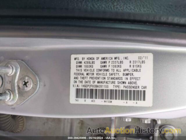 HONDA ACCORD 2.4 SE, 1HGCP2F60BA091155