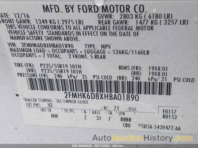 FORD FLEX LIMITED, 2FMHK6D8XHBA01890