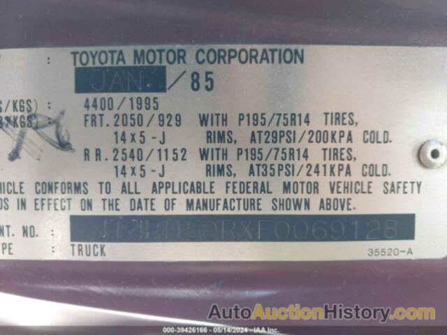 TOYOTA PICKUP 1/2 TON RN50, JT4RN50RXF0069128