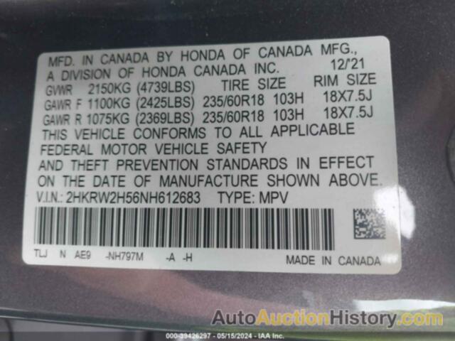 HONDA CR-V AWD EX, 2HKRW2H56NH612683