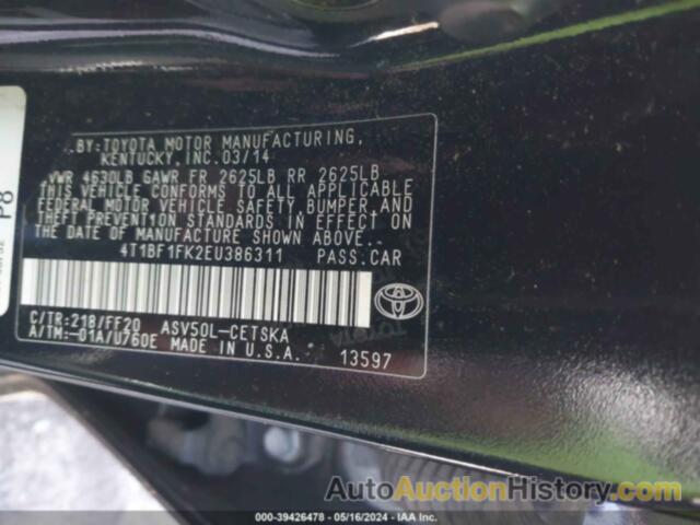 TOYOTA CAMRY SE SPORT, 4T1BF1FK2EU386311