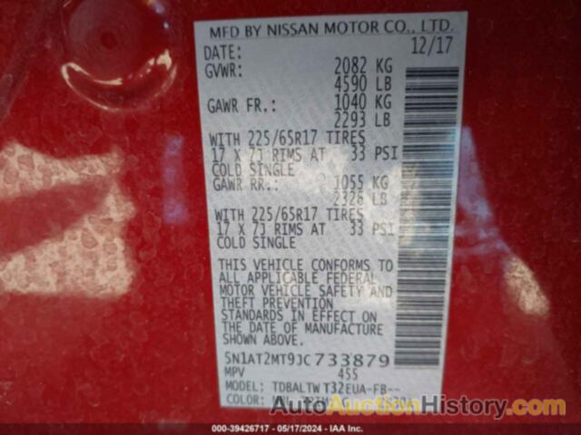 NISSAN ROGUE S/SL, 5N1AT2MT9JC733879