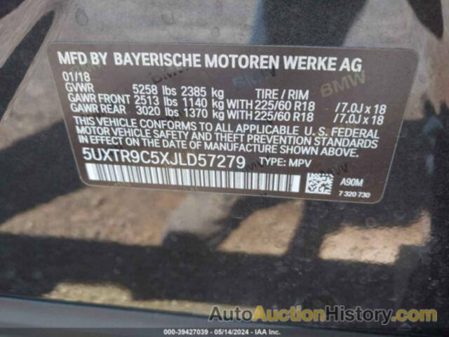 BMW X3 XDRIVE30I, 5UXTR9C5XJLD57279