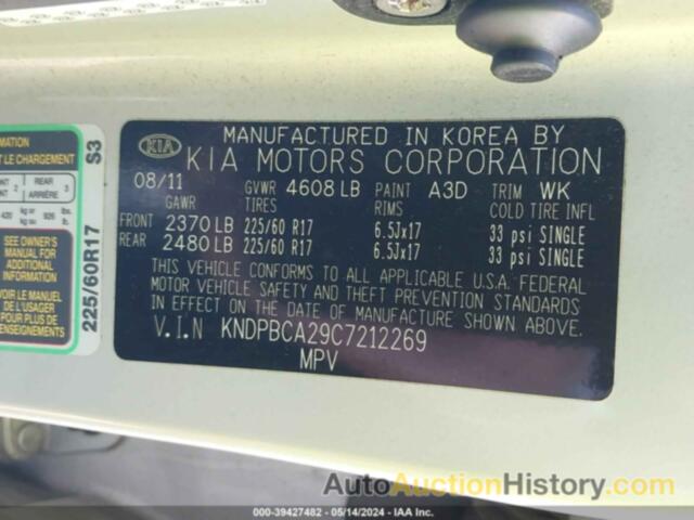 KIA SPORTAGE LX, KNDPBCA29C7212269