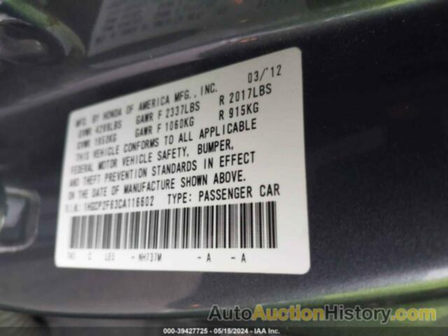 HONDA ACCORD 2.4 SE, 1HGCP2F63CA116602