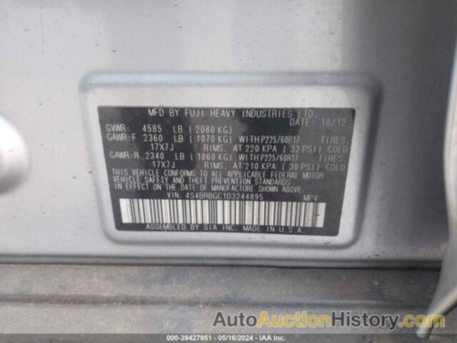 SUBARU OUTBACK 2.5I PREMIUM, 4S4BRBGC1D3244895