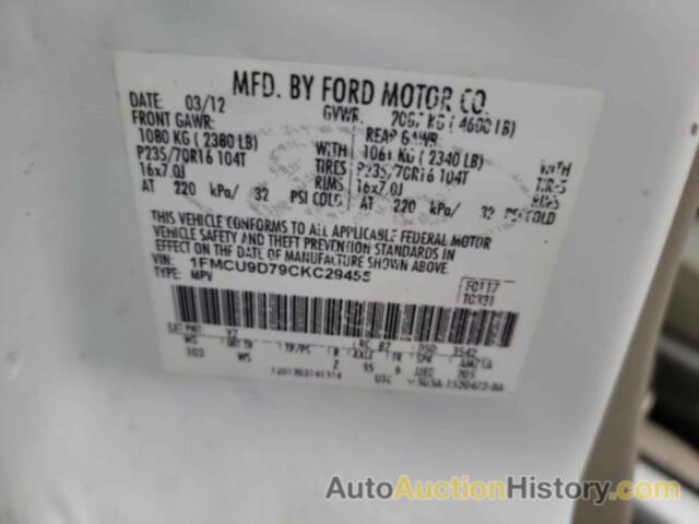 FORD ESCAPE XLT, 1FMCU9D79CKC29455