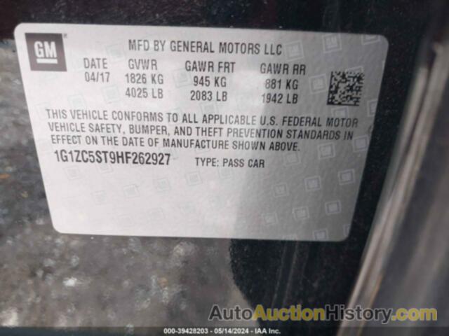 CHEVROLET MALIBU 1FL, 1G1ZC5ST9HF262927