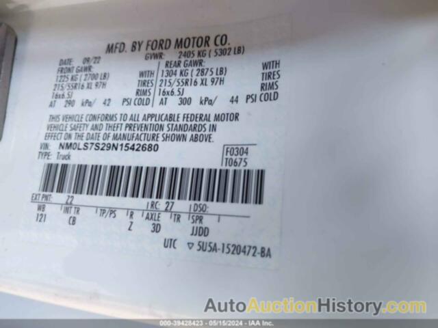 FORD TRANSIT CONNECT XL, NM0LS7S29N1542680