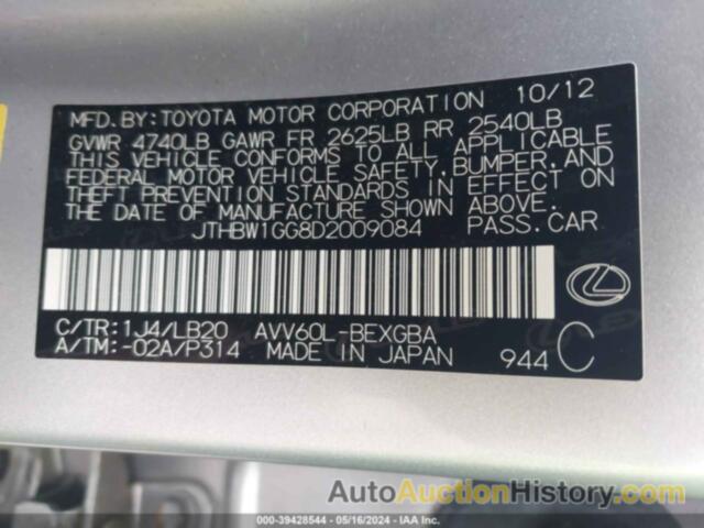 LEXUS ES 300H, JTHBW1GG8D2009084