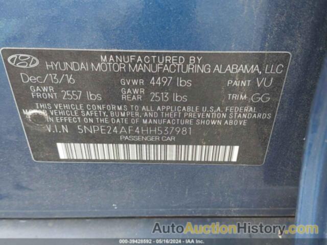 HYUNDAI SONATA, 5NPE24AF4HH537981