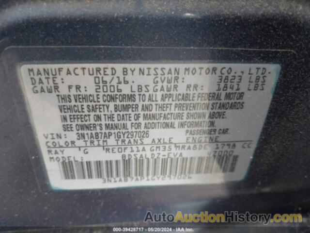 NISSAN SENTRA SV, 3N1AB7AP1GY297026