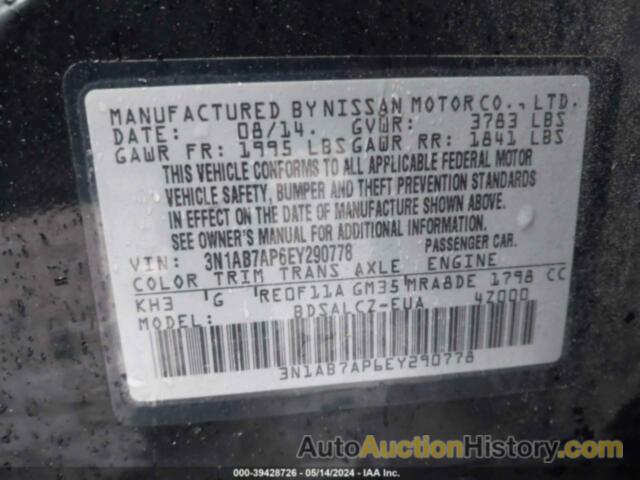 NISSAN SENTRA S, 3N1AB7AP6EY290778