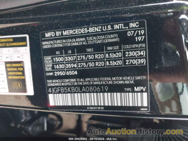 MERCEDES-BENZ GLE 450 4MATIC, 4JGFB5KB0LA080619