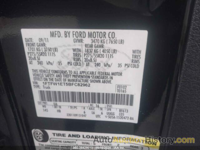 FORD F150 SUPERCREW, 1FTFW1ET5BFC82962