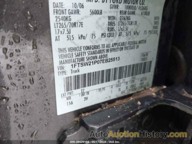 FORD F250 SUPER DUTY, 1FTSW21P07EB25513