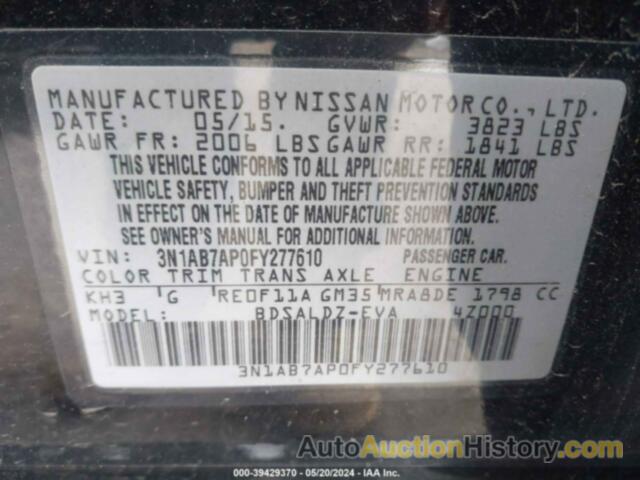 NISSAN SENTRA SV, 3N1AB7AP0FY277610