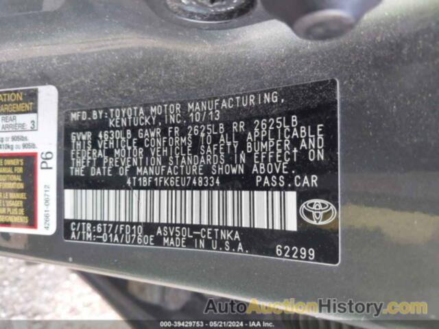 TOYOTA CAMRY LE, 4T1BF1FK6EU748334