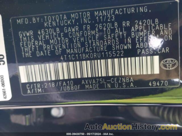 TOYOTA CAMRY LE, 4T1C11BK0RU115522