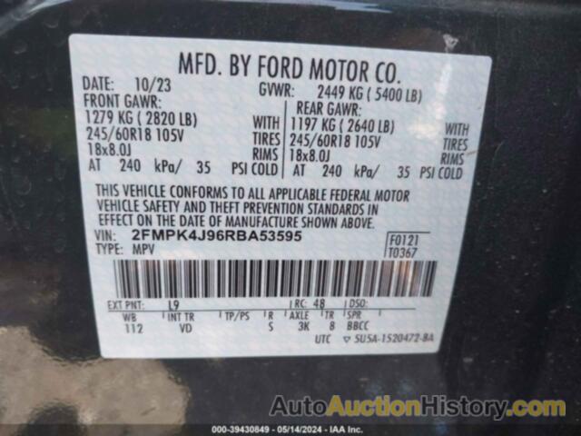 FORD EDGE SEL, 2FMPK4J96RBA53595