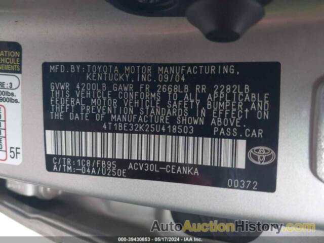 TOYOTA CAMRY LE/XLE/SE, 4T1BE32K25U418503