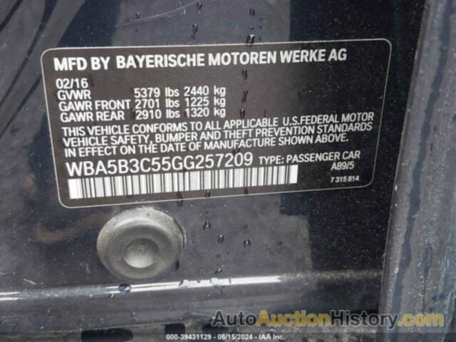 BMW 535I XDRIVE, WBA5B3C55GG257209