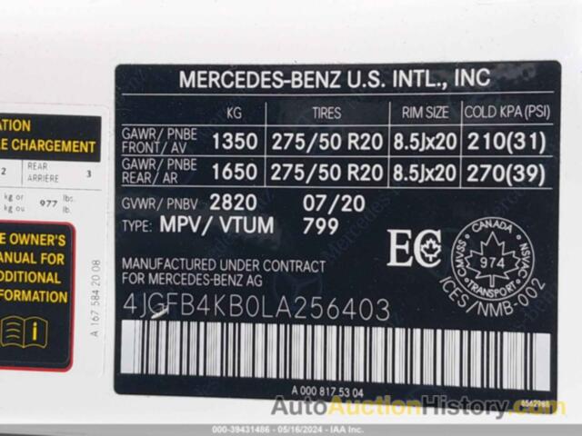 MERCEDES-BENZ GLE 350 4MATIC, 4JGFB4KB0LA256403