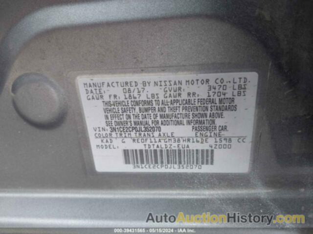 NISSAN VERSA NOTE SV, 3N1CE2CP0JL352070