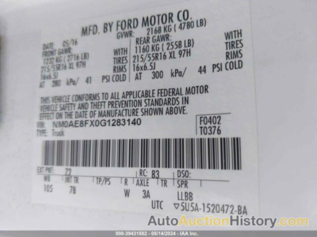 FORD TRANSIT CONNECT XLT, NM0AE8FX0G1283140