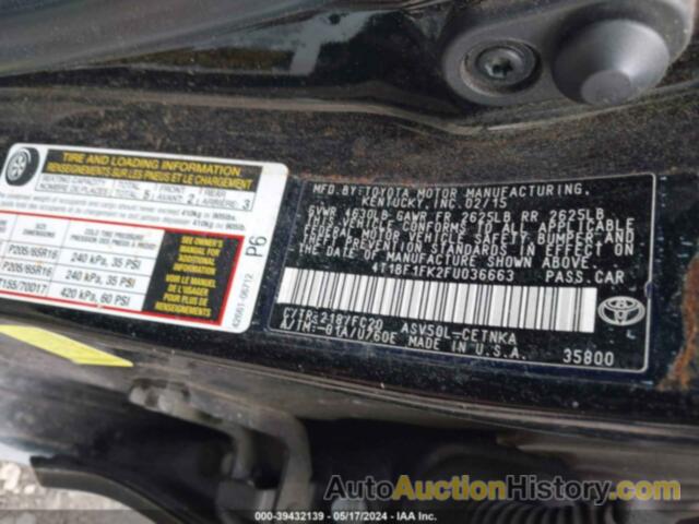 TOYOTA CAMRY LE/XLE/SE/XSE, 4T1BF1FK2FU036663