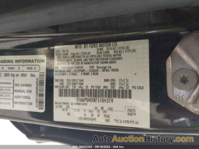 FORD FUSION SE, 1FA6P0HD8F5109319