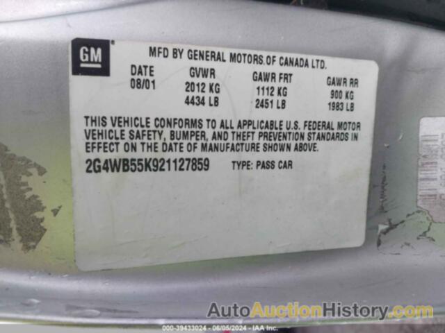 BUICK REGAL LS, 2G4WB55K921127859