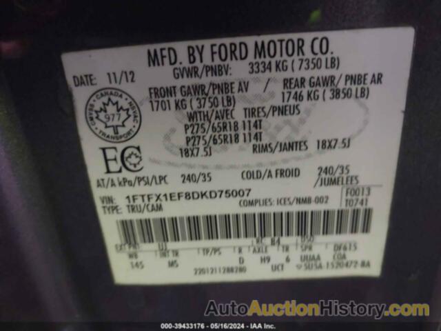 FORD F150 SUPER CAB, 1FTFX1EF8DKD75007