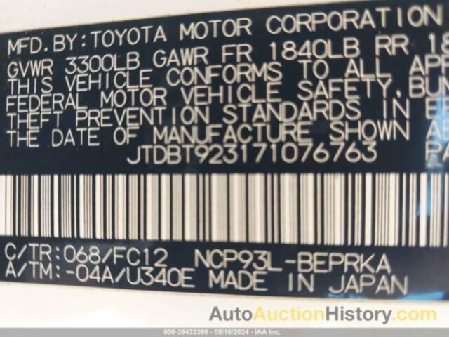 TOYOTA YARIS, JTDBT923171076763